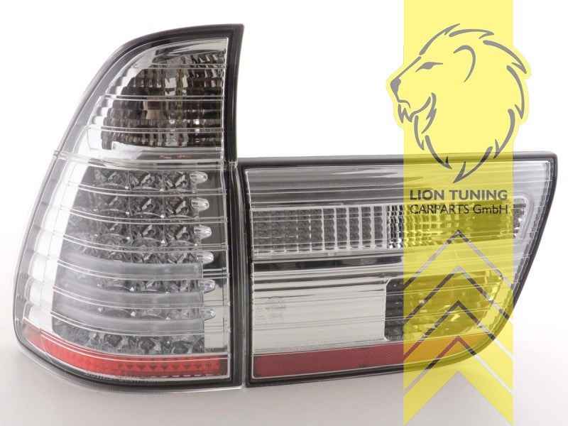 LTG Pair LED Lightbar Rear Lights Tail Lamps BMW E53 X5 white chrome 00-03 LHD