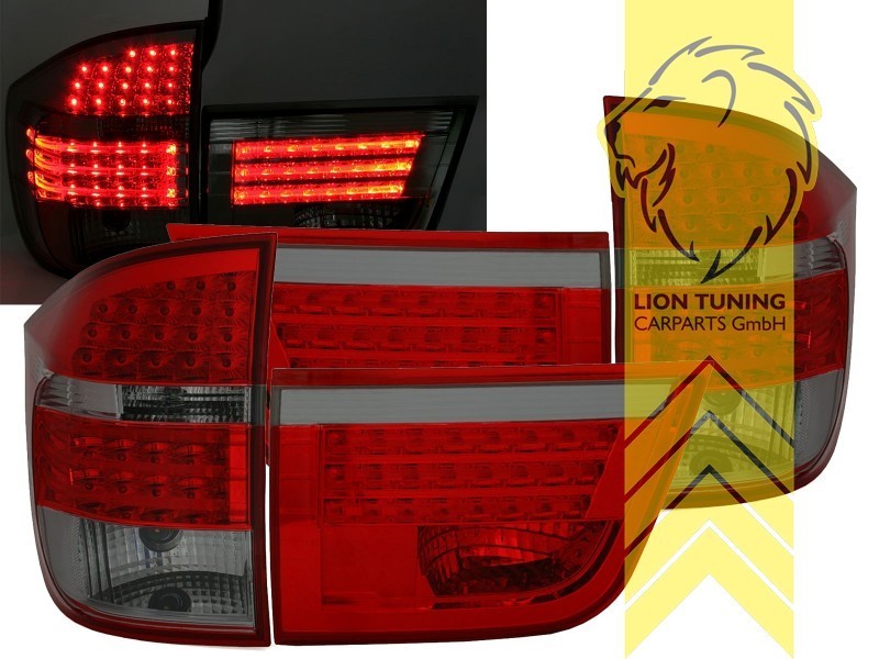 LTG Pair LED Rear Lights Tail Lamps BMW E70 X5 07-13 red black smoked LHD