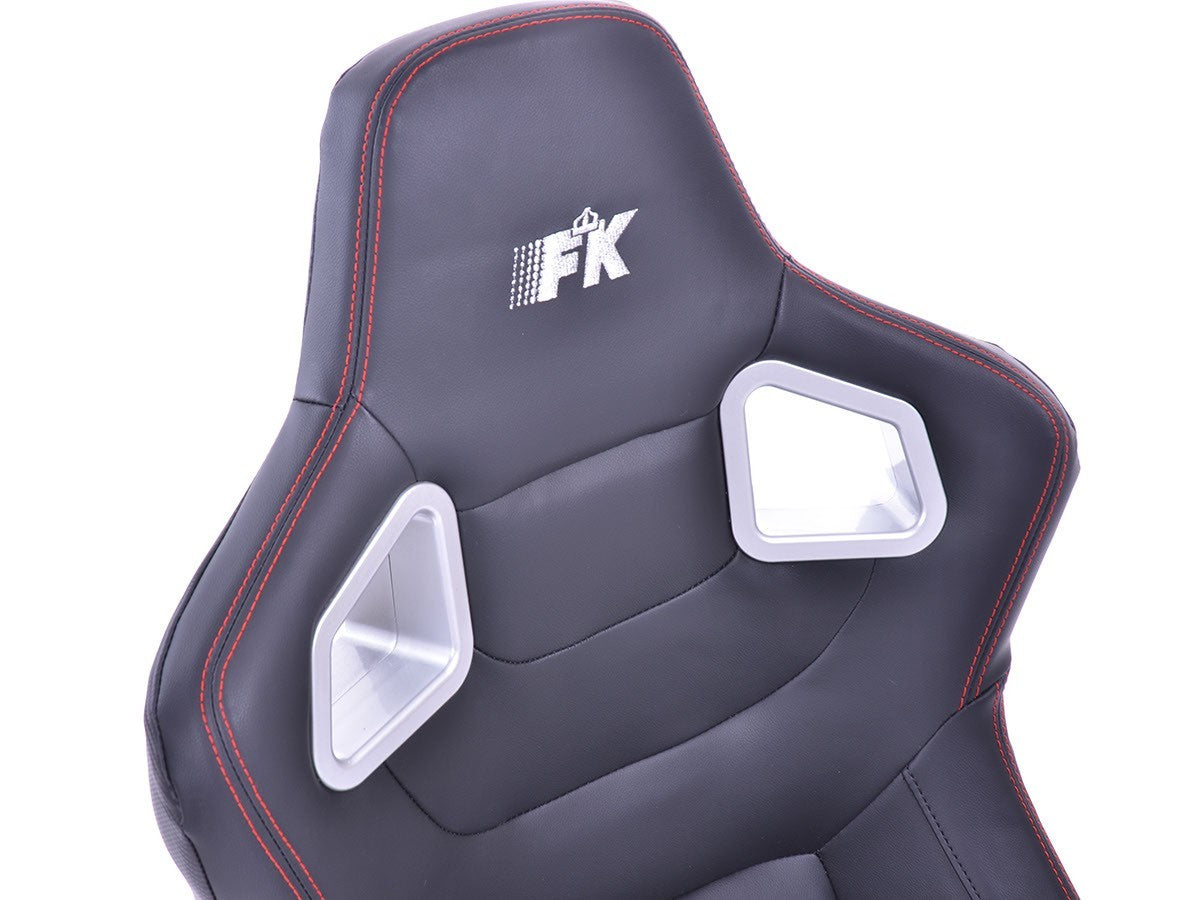 FKA Pair Universal Car Van Camper Bucket Seats black carbon red stitch edition