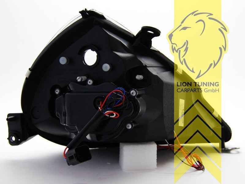 LTG Pair LED DRL Halo Headlights Ford KA RB 96-08 Black LHD