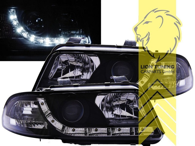 LT Pair LED DRL Lightbar Headlights Audi A4 B5 94-98 Sedan Avant black LHD