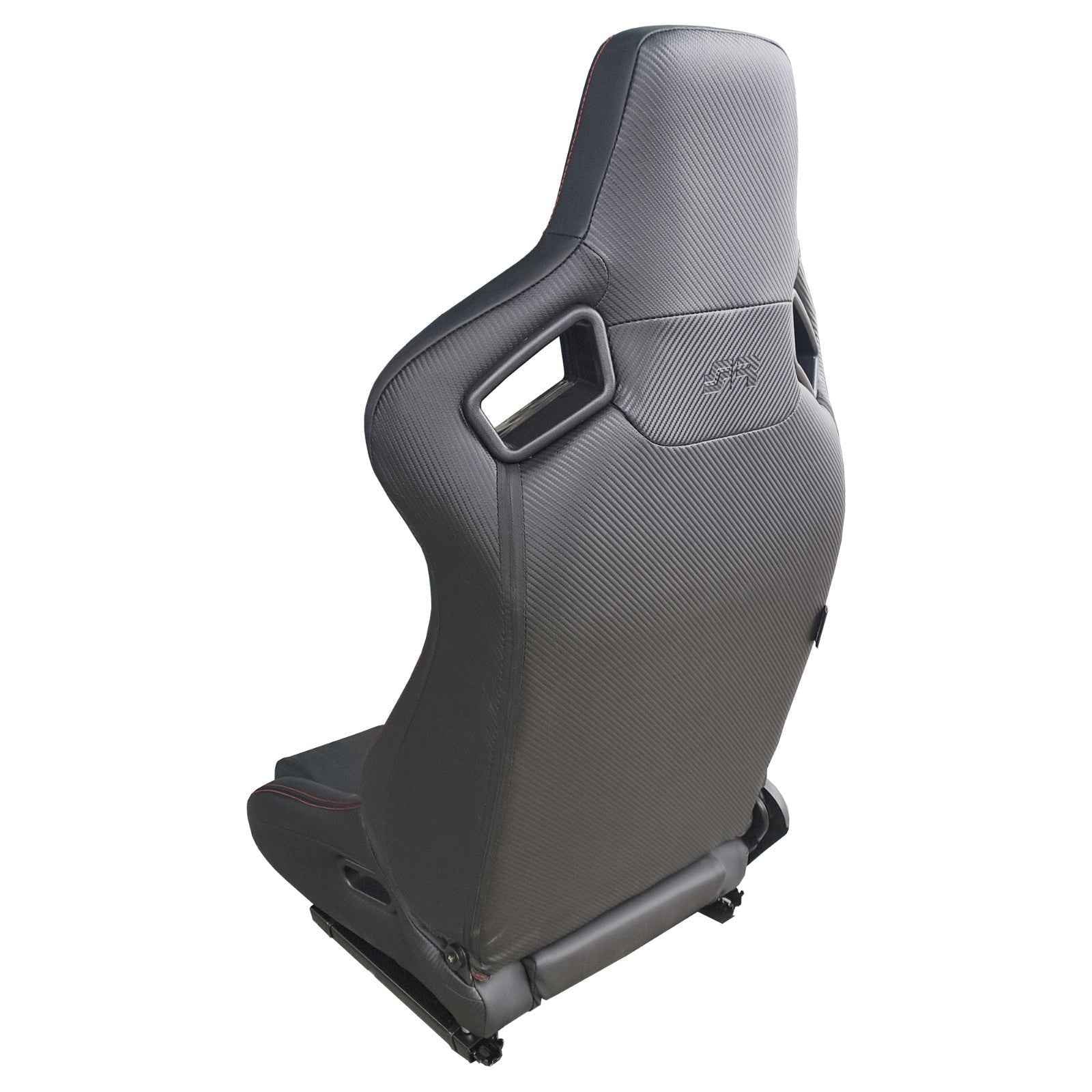 Simoni Universal Pair Luxe x2 Red Stitch Carbon Black Car Bucket Seats + slides