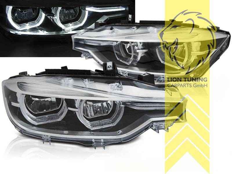 LT Pair LED DRL Halo Headlights BMW F30 Sedan F31 Touring LCI black 15-19 LHD