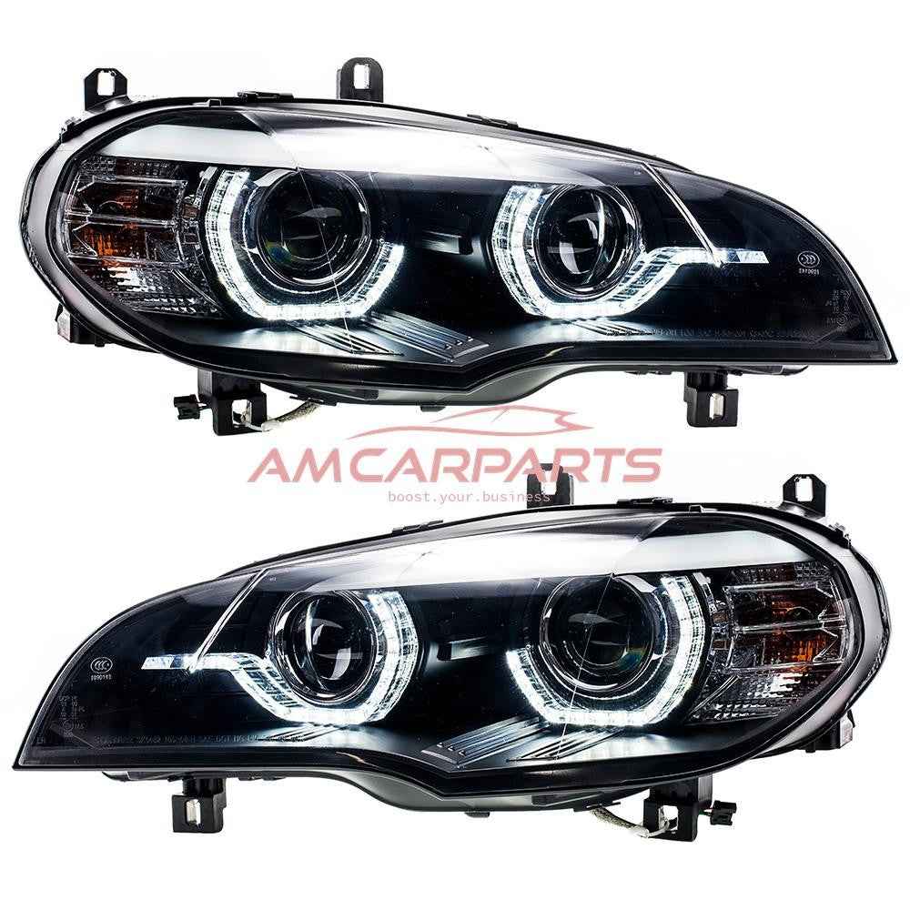 AMCP Pair LED DRL Xenon HID D1S Headlights BMW X5 E70 06-13 Pre FL LHD