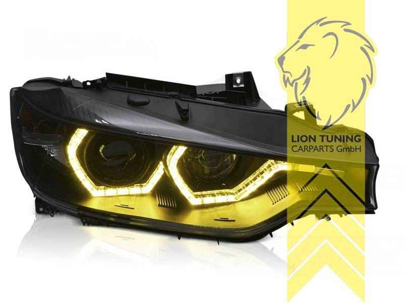 LTG Pair LED DRL Headlights BMW F30 Sedan F31 Touring Hexagon Yellow F35 11+ LHD