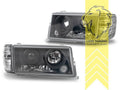 LTG Pair LED Halo Ring Headlights W201 190E 82-93 H1 + H7 Black LHD