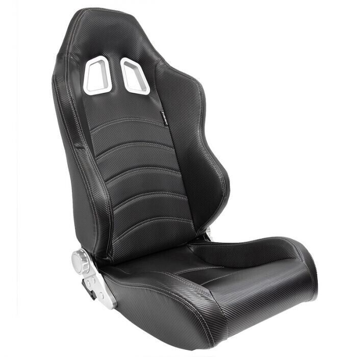 Auto-Style x1 Universal Carbon Fibre Weave Bucket Seat Black Synthetic leather +slides
