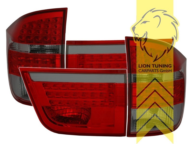 LTG Pair LED Rear Lights Tail Lamps BMW E70 X5 07-13 red black smoked LHD