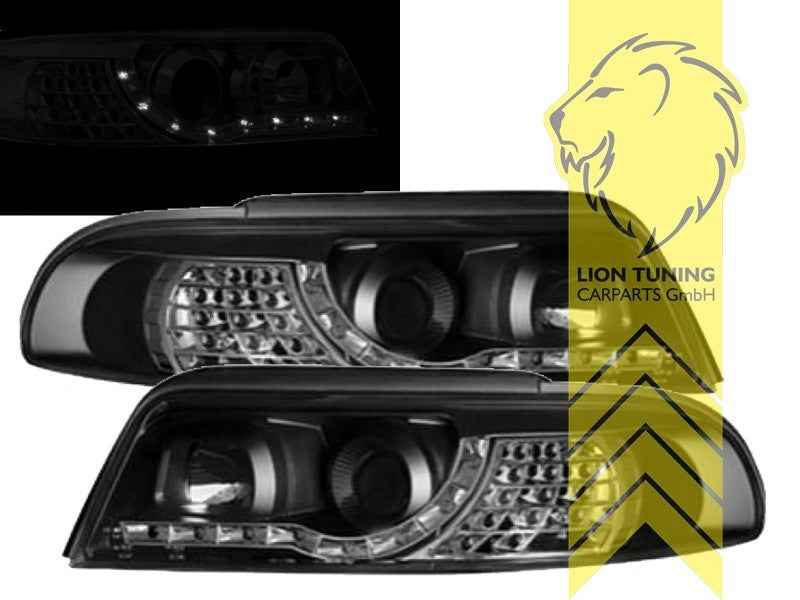 LTG LED DRL Halo Headlights Audi A4 B5 8D 99-01 Sedan Avant Black LHD