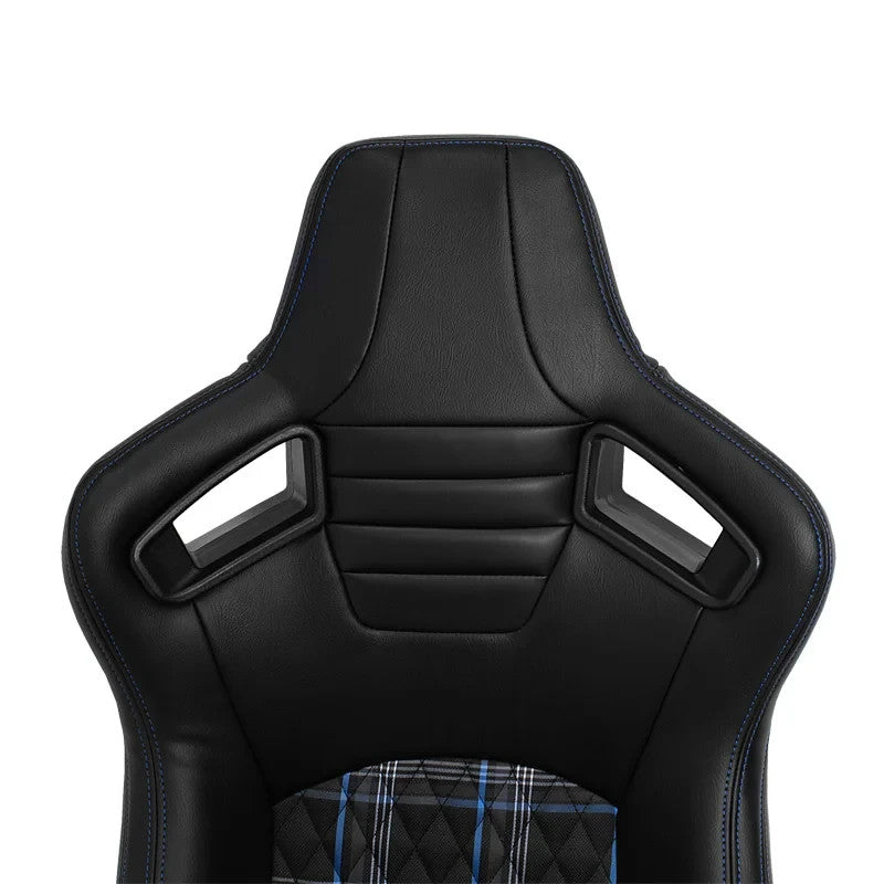 ATST x1 GT Universal Bucket Seats Check Plaid Checkered Tartan Blue + slides