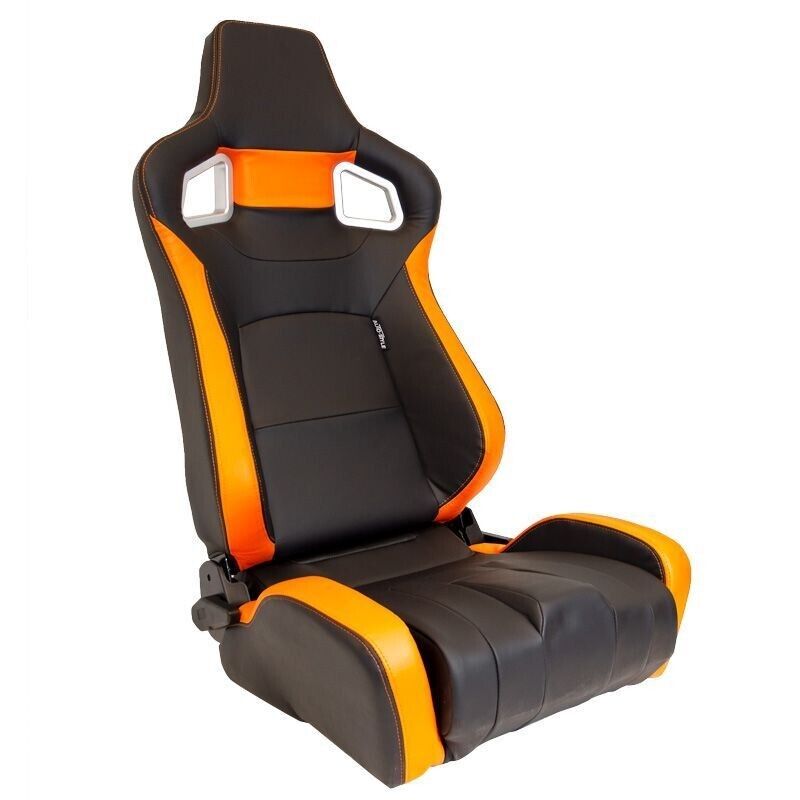 Auto-Style RS6-2 x1 Universal Car Van 4x4 Motorhome Bucket Seat Matt Black Orange +slides
