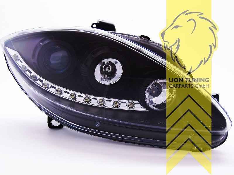 LTG LED DRL Lightbar Headlights Seat Leon 1P Altea 5P Toledo 5P 04-09 Black LHD