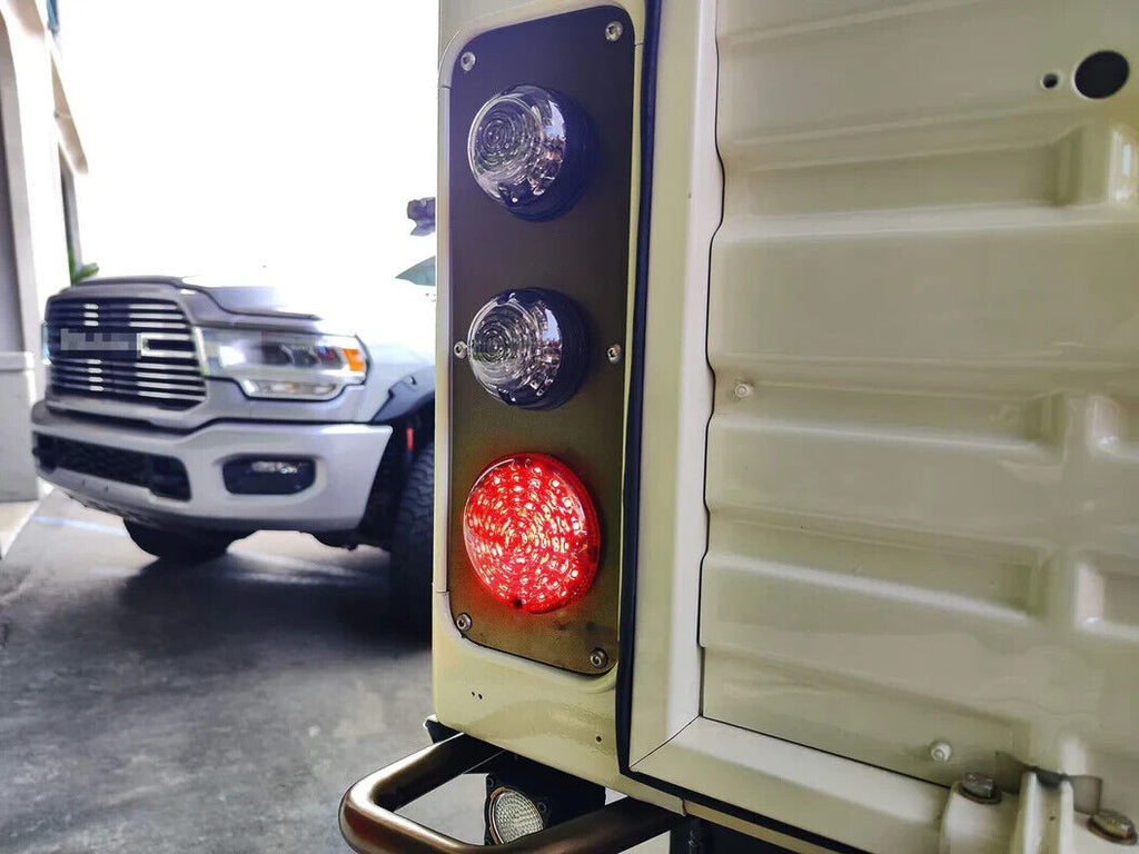 95mm NAS Rear LED Lamp Rear Lights Smoked Lens Kit Black Land Rover Defender LD