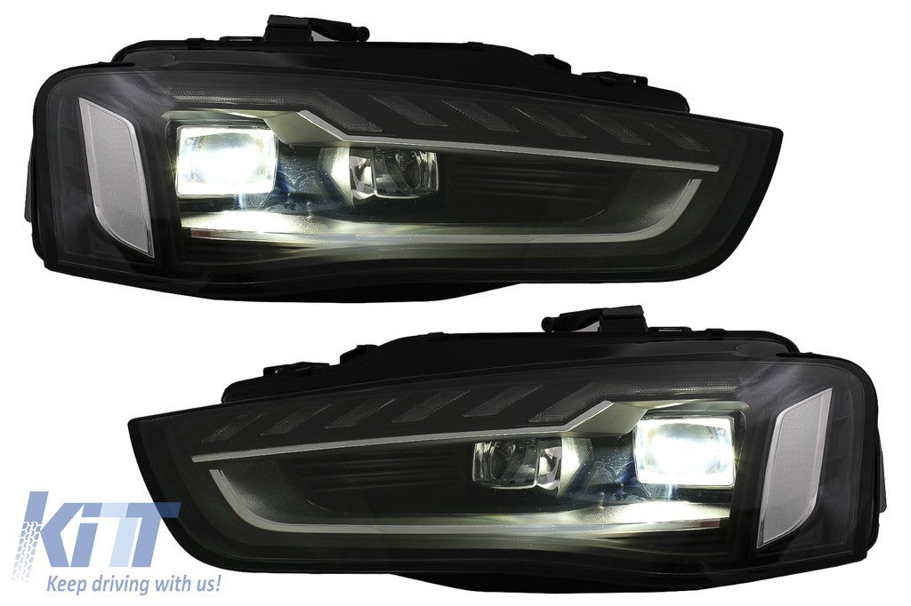 KT LUXE Pair Full LED DRL Seq Dyna Headlights Audi A4 B8.5 Facelift 12-15 LHD
