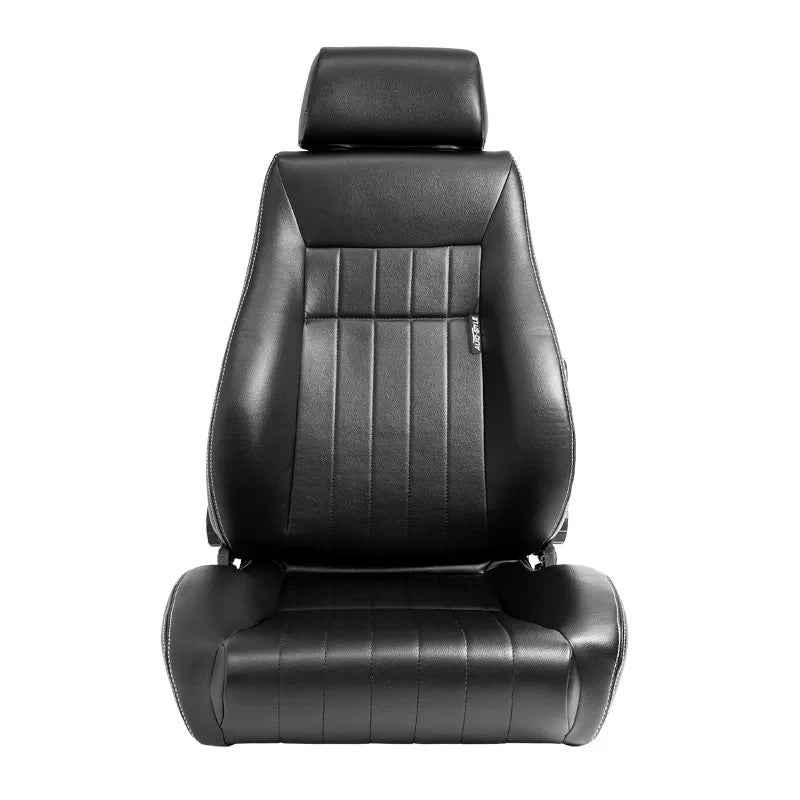 ATST x1 Retro Universal Classic Bucket Seats Black Synth Silver Stitch + slides