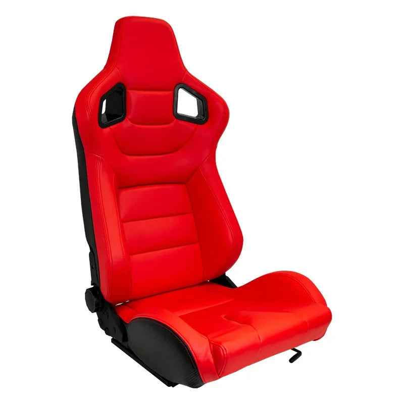 ATST x1 RK Universal Bucket Seats Red & Carbon Fibre Back Faux Leather + slides