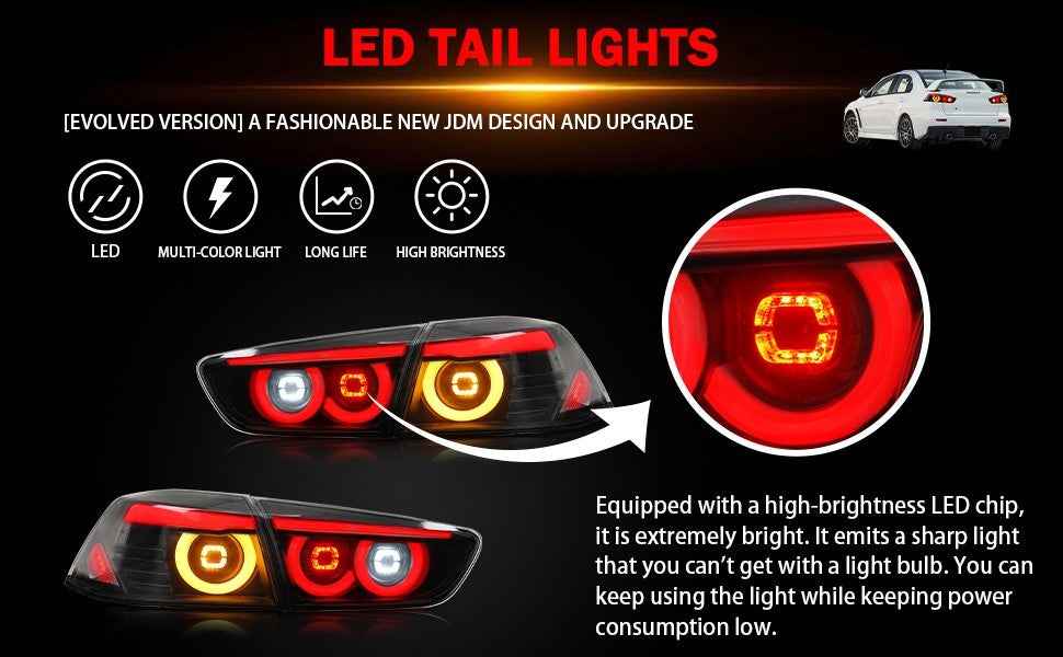 AC Pair Seq LED DRL Rear lights Tail Lamps Mitsubishi Lancer & EVO X 08-20
