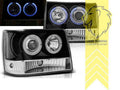 LTG LED Halo DRL Headlights Chrysler Jeep Grand Cherokee 1 ZJ 93-99 EXPORT ONLY