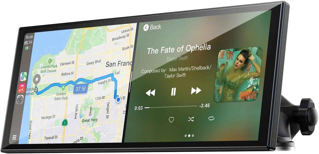 LO 9.26" Touch Screen 2.5K Dash Cam Car Stereo Carplay Android GPS + Rear Camera