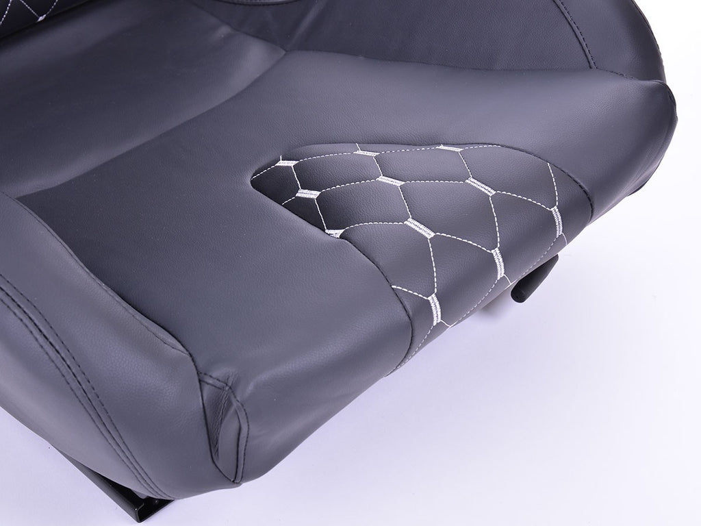 FKA Pair Universal Car Van Camper Bucket Seats black silver diam stitch edition