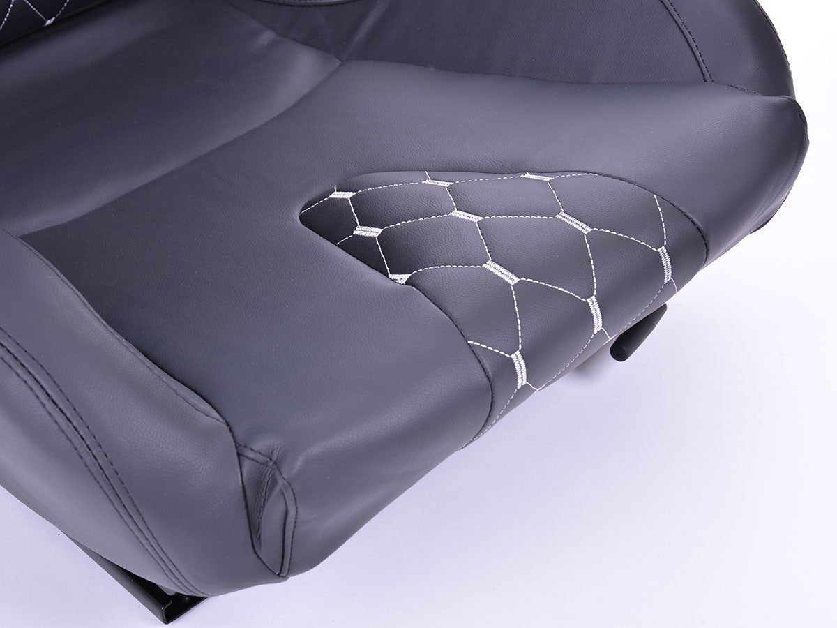 FKA Pair Universal Car Van Camper Bucket Seats black silver diam stitch edition