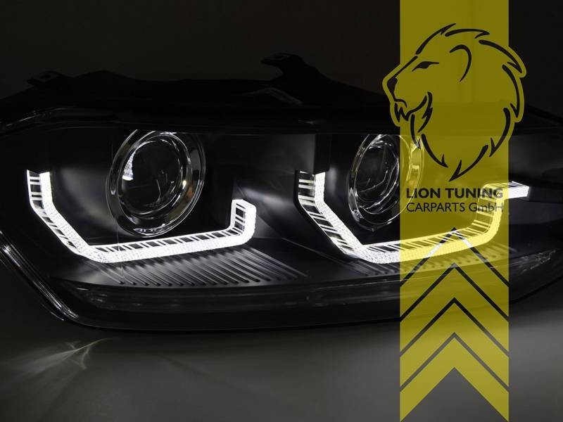 LT Pair LED DRL Headlights Headlamps VW Polo 2G AW BZ1 17-21 Black Dynamic Seq LHD