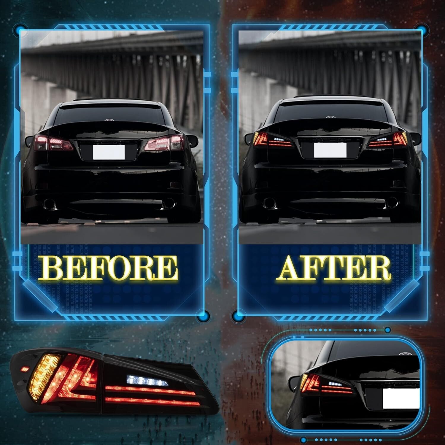 VLAND Lexus IS250 IS350 06-12 Lightbar LED DRL Sequential Rear Lights Tail Lamps