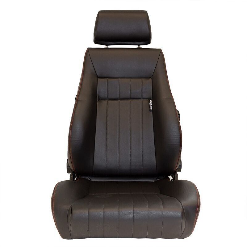 x1 Autostyle Black Classic Car Retro Kit Sports Car Bucket Seat Red Stitch
