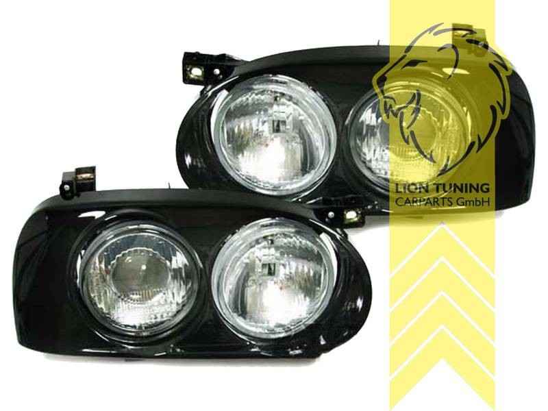 LTG Pair Halogen DE Double Headlights VW Golf 3 1H1 1E7 1H5 91-99 Black LHD
