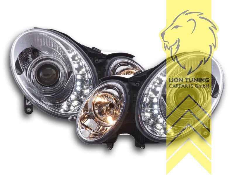 LTG Pair LED DRL XENON HID Headlights Mercedes Benz W211 E-Class chrome LHD