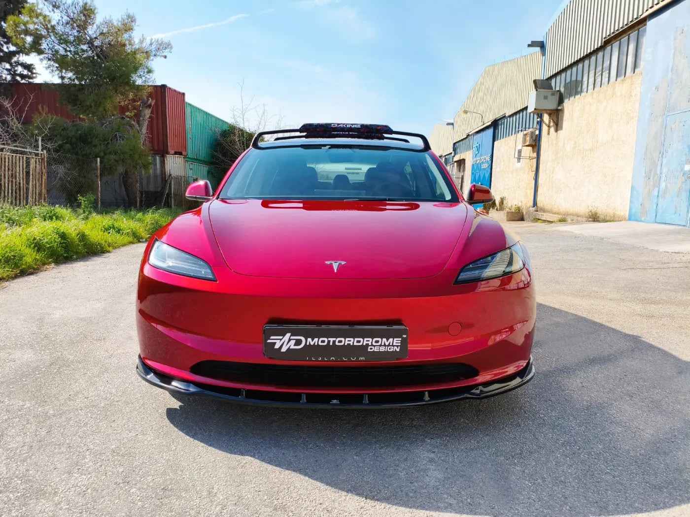 MTD Front Bumper Lower Splitter Spoiler Tesla Model 3 Mk1 FaceL Gloss Black ABS