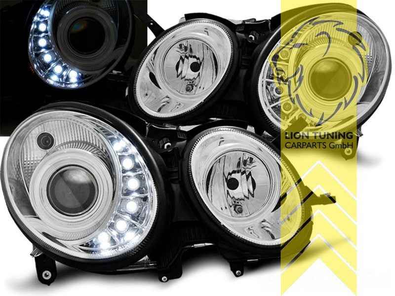 LTG Pair LED DRL XENON HID Headlights Mercedes Benz W211 E-Class chrome LHD