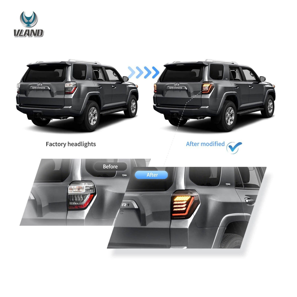 VLAND 10-23 Toyota 4Runner 5 MK5 N280 LED Lightbar Rear Lights DYNAMIC WELCOME Tail Lamps