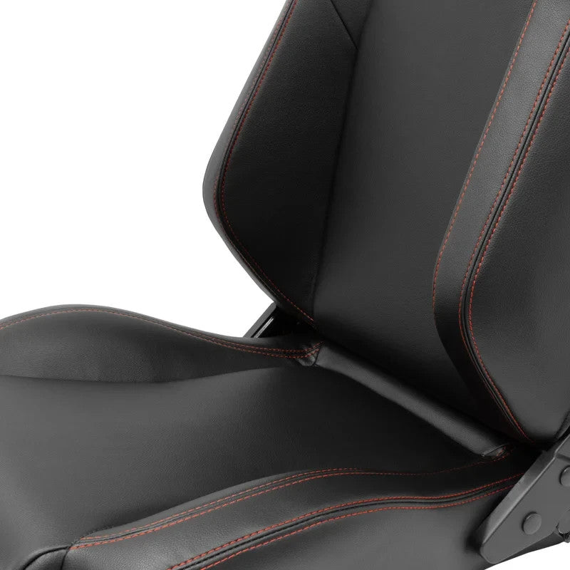 ATST x1 Universal Car Van Camper Sim Bucket Seat Black Synth Leather Red Stitch