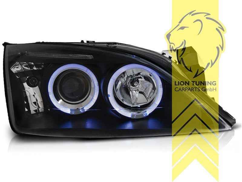 LTG Pair LED DRL Halo Headlights Ford Mondeo 3 Saloon Estate 00-07 black LHD