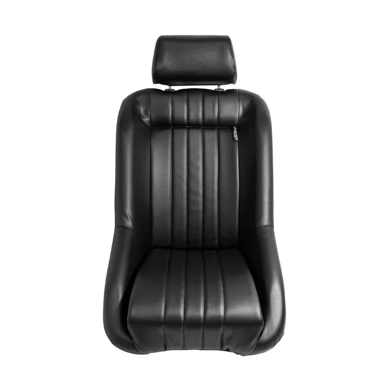 ATST x1 LH Luxe Universal Classic Retro Bucket Seat Black Faux Leather + slides