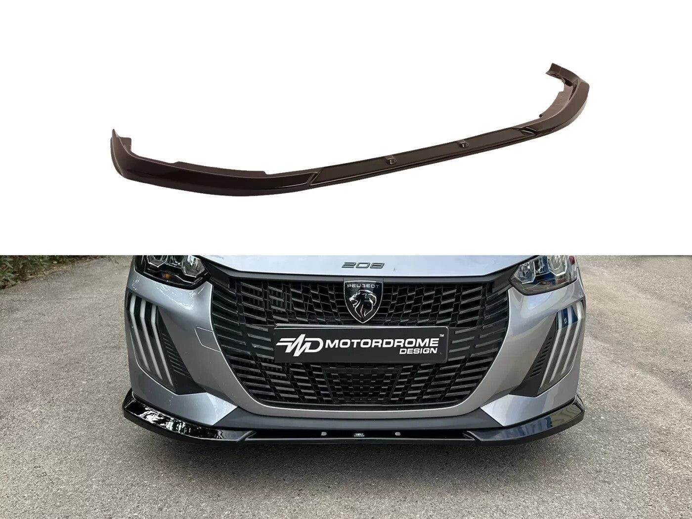 Motordrome Front Bumper Lower Splitter Peugeot  Peugeot 208 Mk2 FL Gloss Black