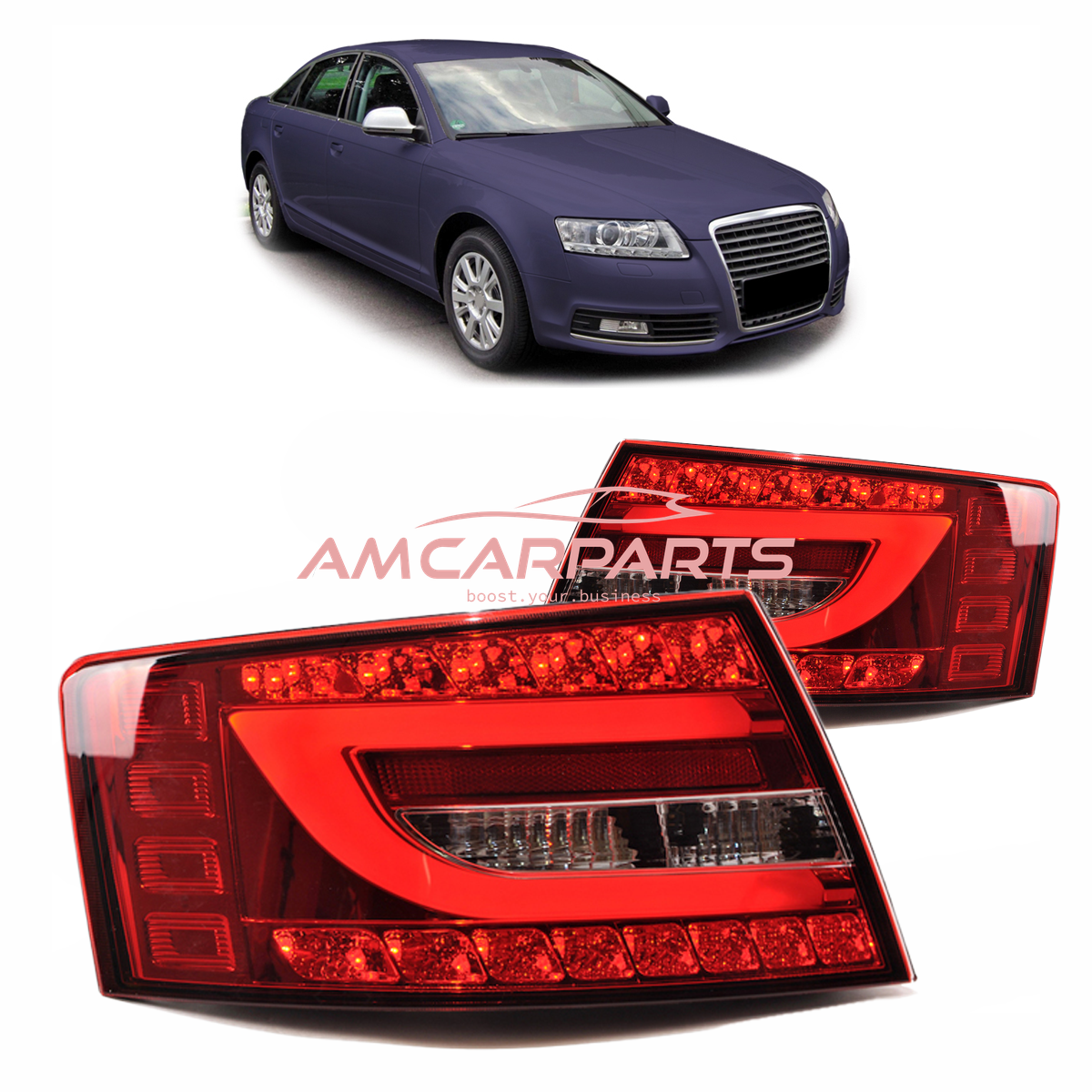 AMCP Pair LED Rear Lights Tail Lamps AUDI A6 C6 4F Sedan Pre-Facelift 04-08 LHD