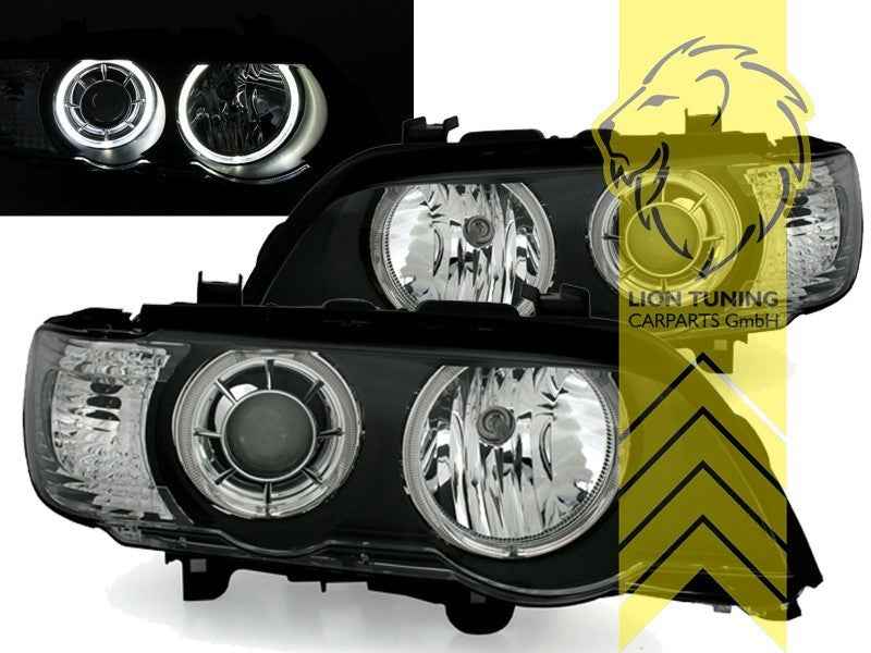LT DEPO Pair LED DRL XENON Halo Lightbar Headlights BMW E53 X5 00-03 black LHD