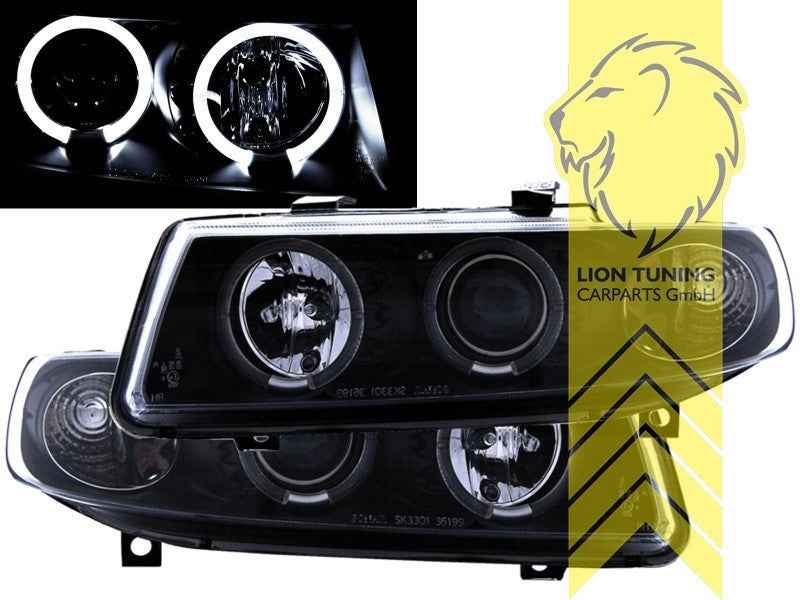 LTG Pair LED DRL Halo Ring Headlights Seat Leon 1M Toledo 2 98-06 black LHD