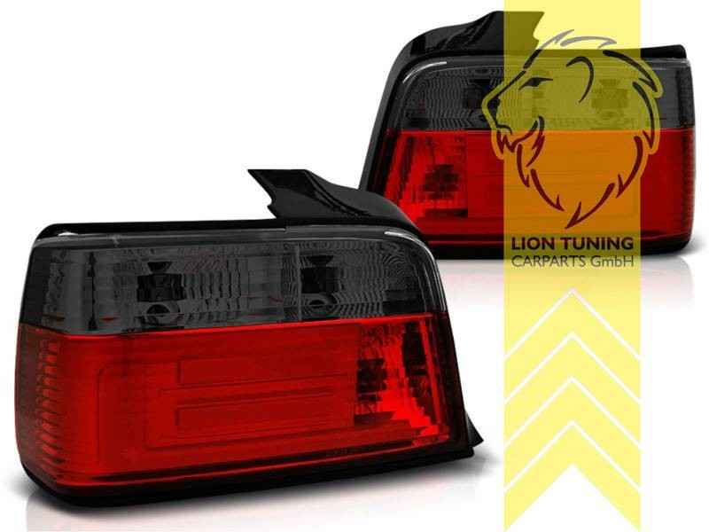 LTG Pair LED Aftermarket Rear Lights BMW E36 Sedan Facelift 90-99 red black LHD