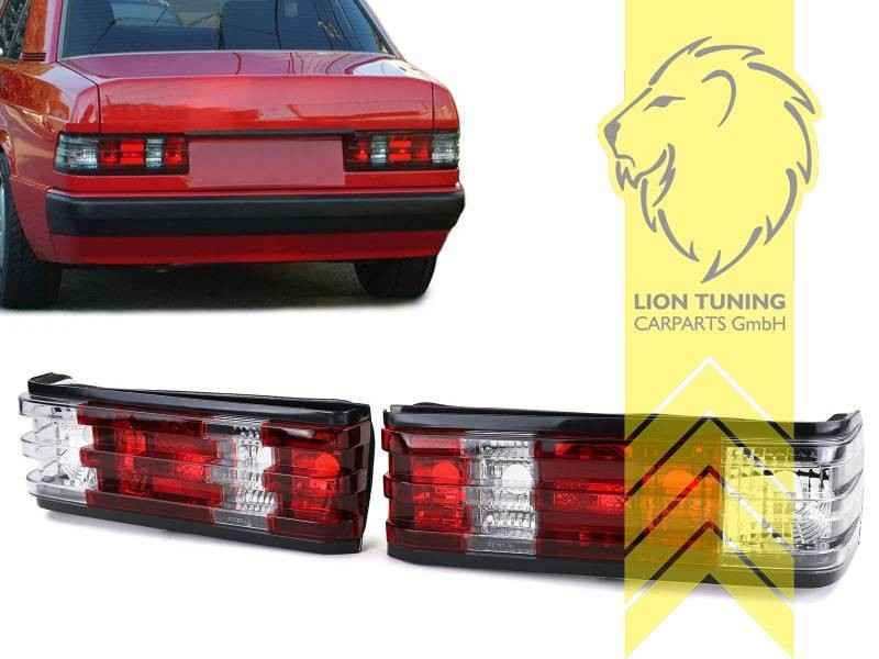 LTG Pair Halogen Rear Lights Tail Lamps Mercedes W201 190E 82-93 red white LHD