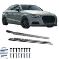 OW Side Skirts Extensions Audi A3 8V Sedan Facelift 16-20 Gloss Black ABS Screws
