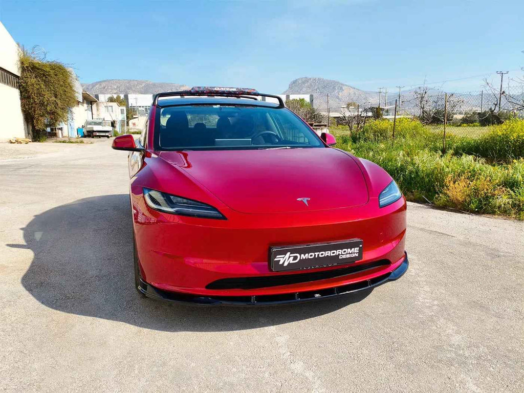 MTD Front Bumper Lower Splitter Spoiler Tesla Model 3 Mk1 FaceL Gloss Black ABS