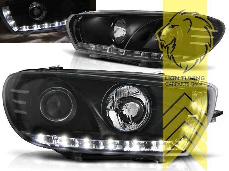 LTG Pair LED DRL Halo Lightbar Headlights VW Scirocco 3 black LHD