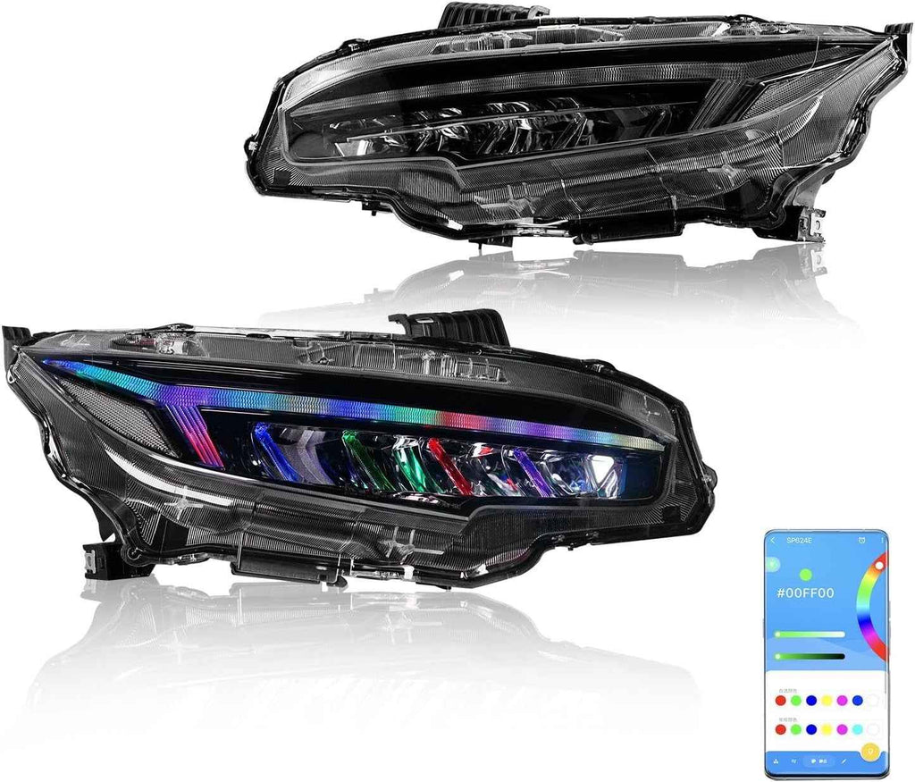 AC Pair RGB LED DRL Rear lights Tail Honda Civic 10 Seden Hatchback R ...