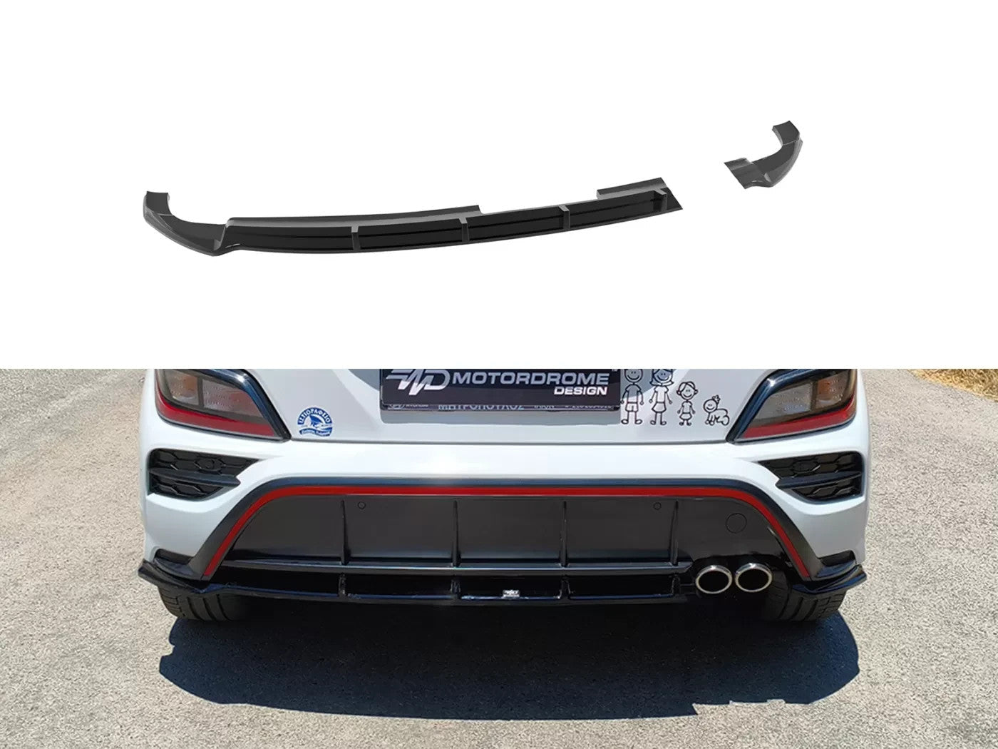 Motordrome Rear Diffusor Splitter Hyundai Kona Ν N-Line Mk1 Facelift Gloss Black