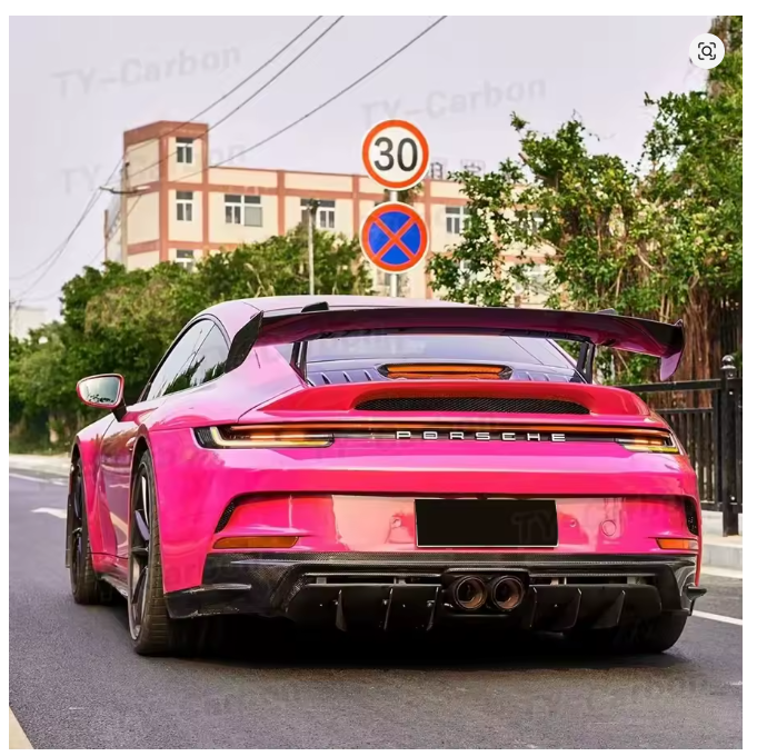 Porsche 911 992 Carrera GT-3 Style 19-23 Big High Rear Wing Spoiler FRP Black
