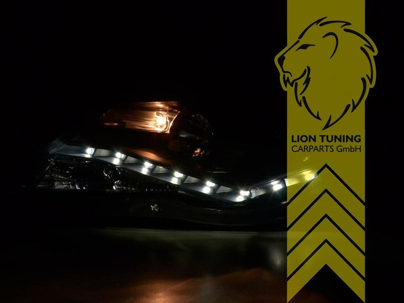 LT Pair LED Lightbar DRL Lightbar Headlights VW Tiguan Black 07-11 H7 / H1 LHD
