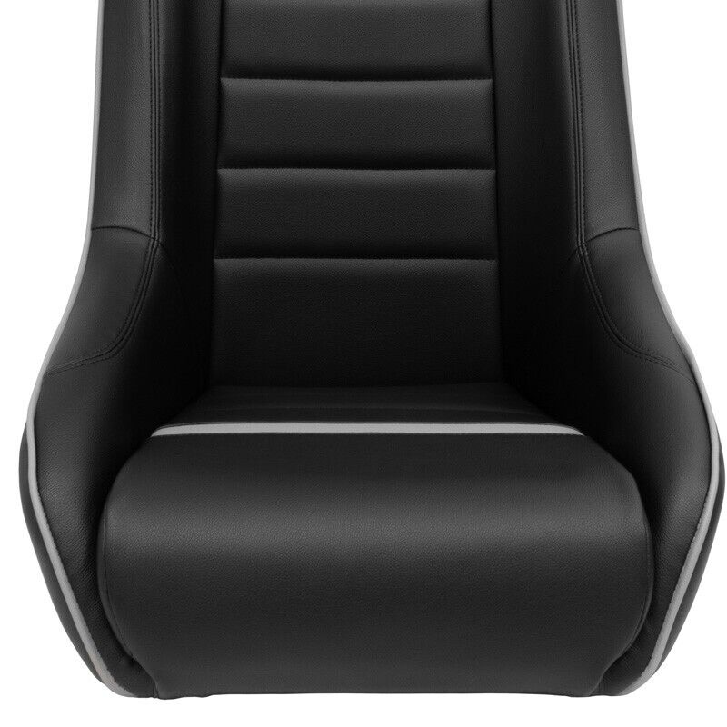 AS x1 Univ Classic RS Black Grey PVC Car Kit Fixed Back Bucket Seat + slides